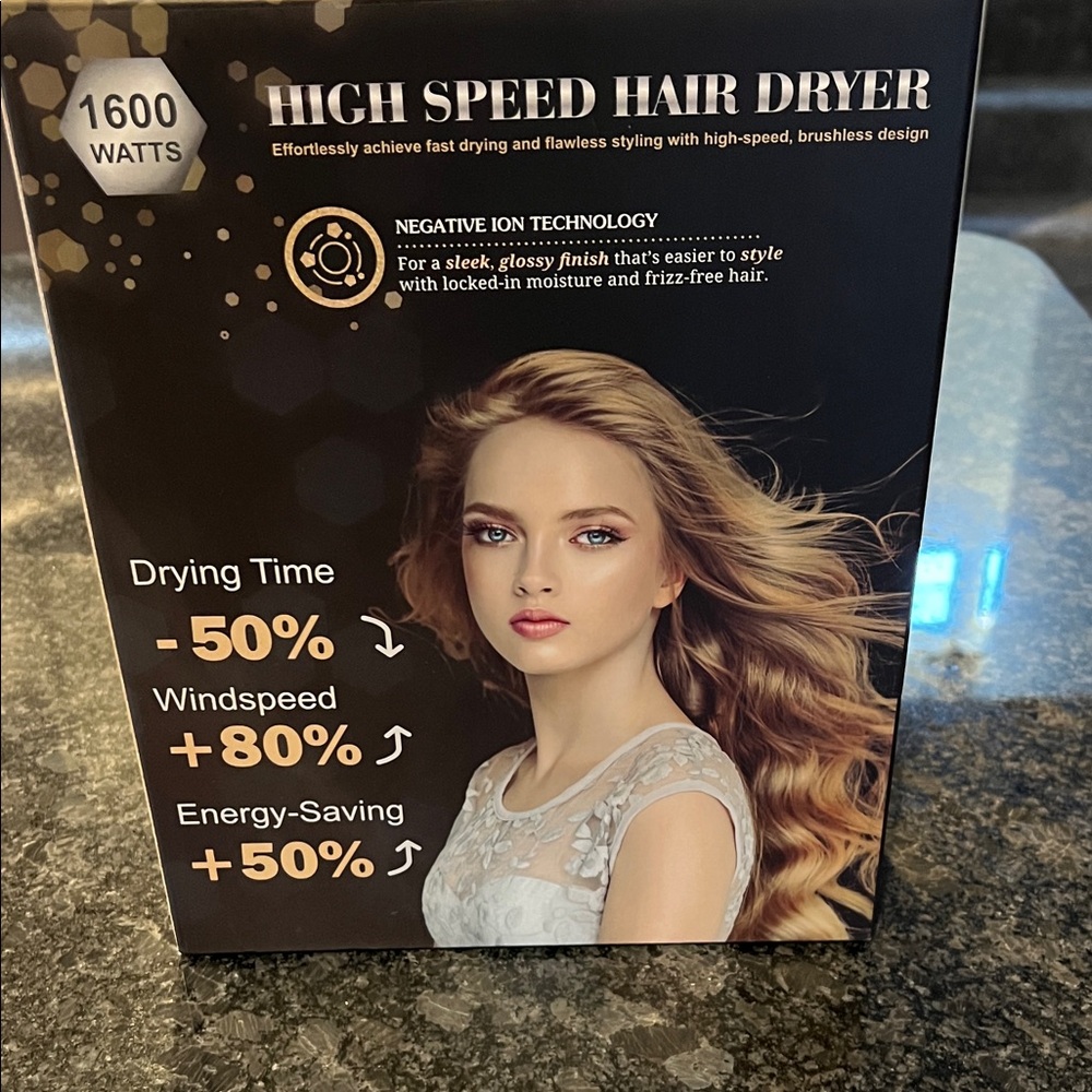 High Speed Hair Dryer with Negative Ion Technology - Black